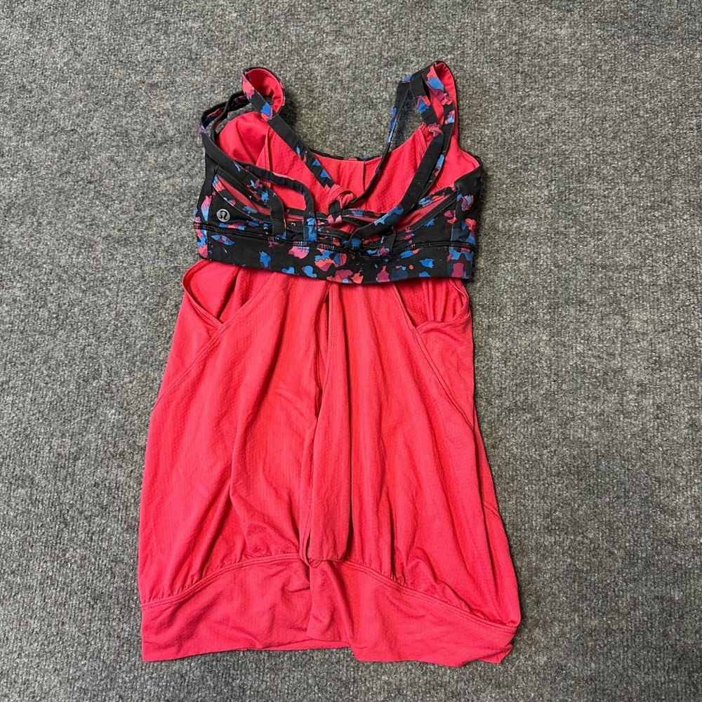 Lululemon Tank Top Womens Size 4 Pink Multi Floral No Limit Strappy Built In Bra